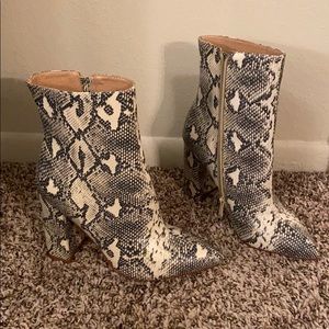 Snake skin print booties